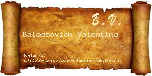 Balassovich Valentina névjegykártya